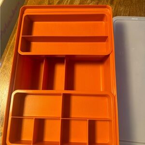 Tupperware Orange Food Storage Tray with Multiple Compartments